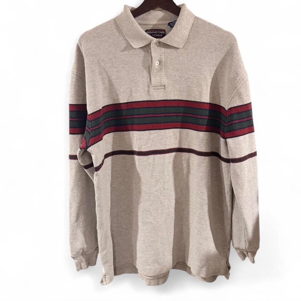 VTG Men’s Rugby Long Sleeve Pique Polo Shirt Size Medium